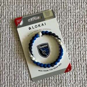 Lokai Bracelet with Blue, Black, and White Beads. SJ Earthquakes